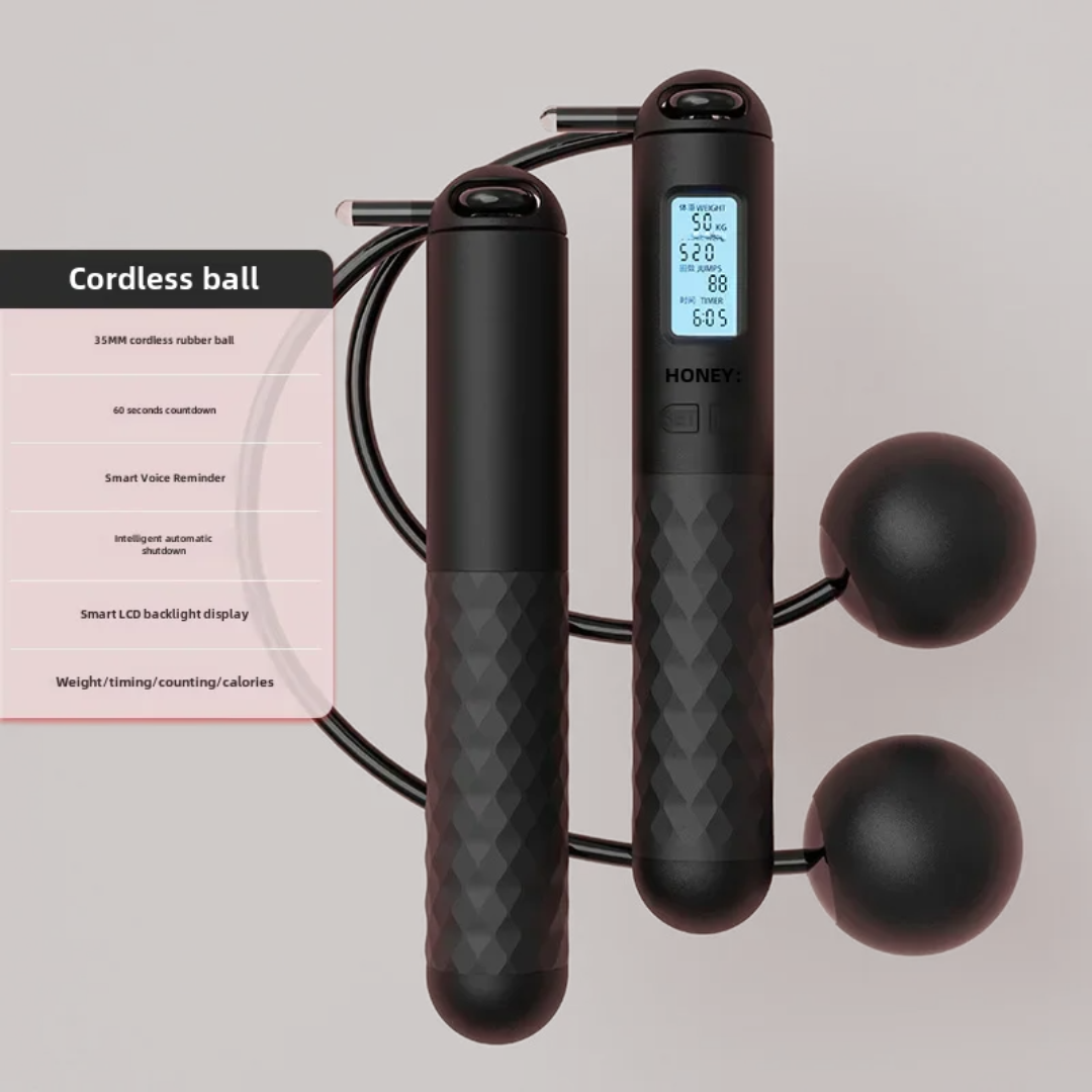 Smart Cordless Skipping Rope with Weighted Handles & LCD Display